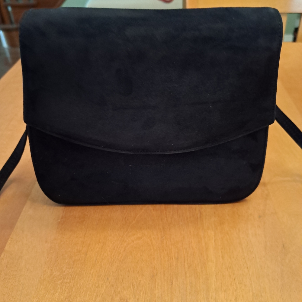 Vintage 1980s Bocci Blue Suede Women's clutch with Shoulder Strap. Made in Italy